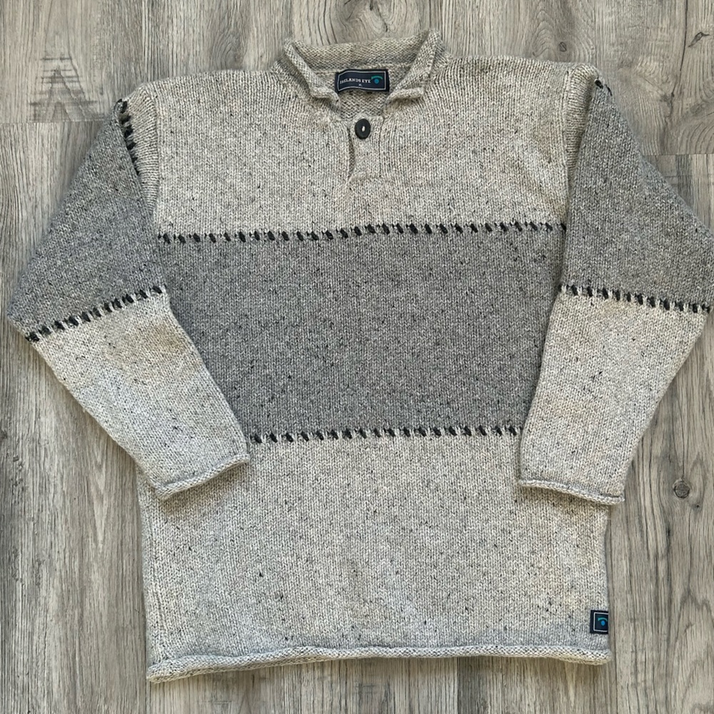 Irelands Eye Wool Silk Blend Sweater w/ Button Sz XL